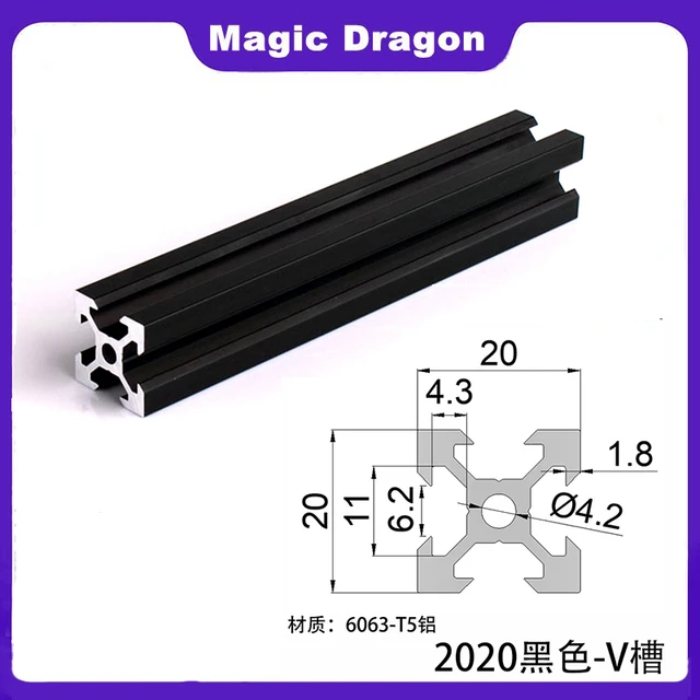 Black 3030 aluminum extrusion profile european standard length 1000mm wall  thickness 1.8mm aluminum profile workbench 1pcs