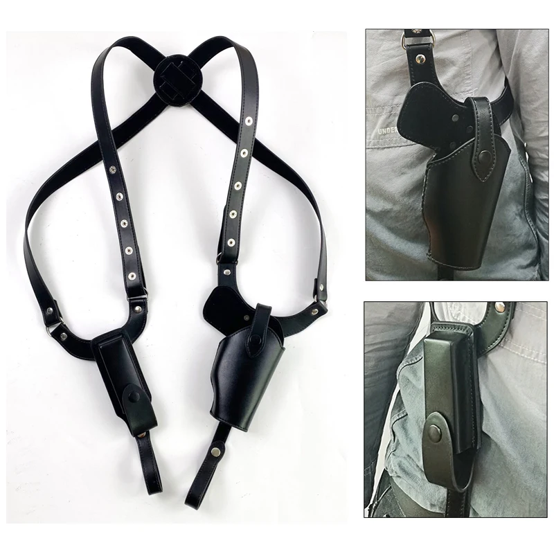 

Tactical Military Concealed Leather Gun Holster Underarm Hidden Shoulder Right Hand Glock 17 19 Pistol Holster Hunting Mag Pouch