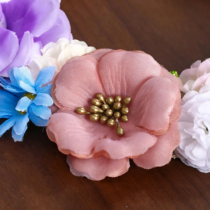 Couronne de Fleurs Artificielles pour Cheveux de Fille, Bandeau de Mariage, Sauna, Ruban de Guirxiété, 3 Design