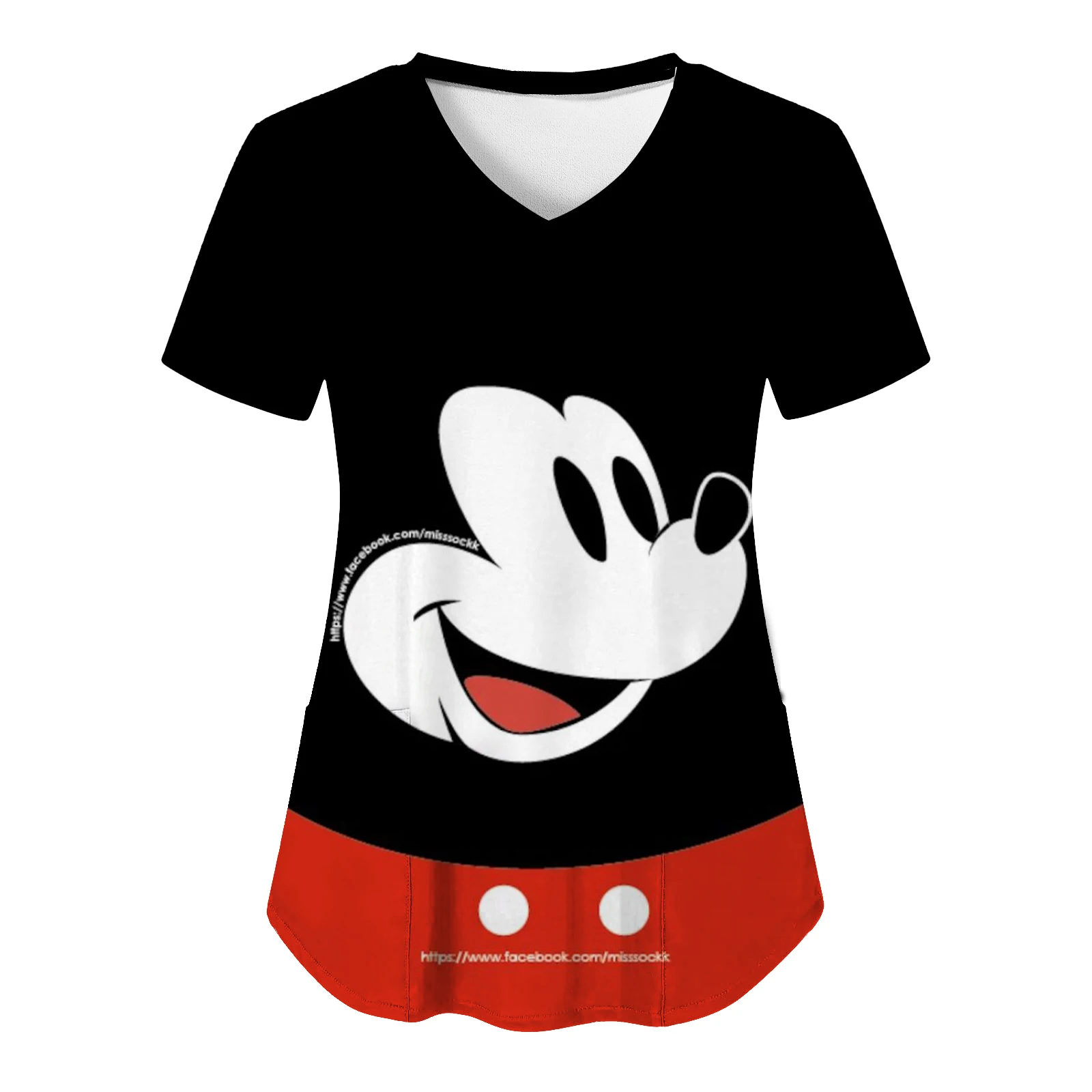 Pocket T Shirt Nurse Uniform Top Women 2025 Mickey T-shirt