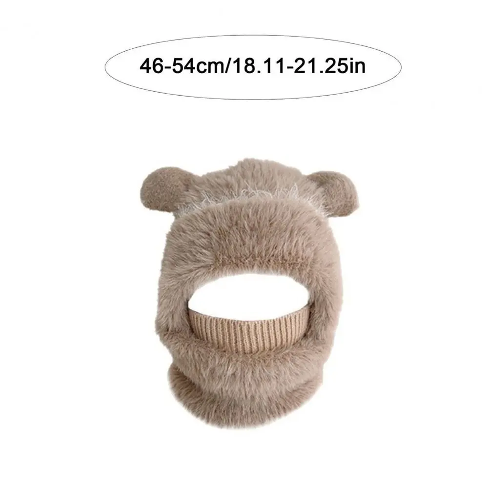 Coldproof Scarf Mask Integrated Hat Warm Lining Cartoon Children Windproof Hooded Hat 4 in1 Neck Warmer Windproof Hood