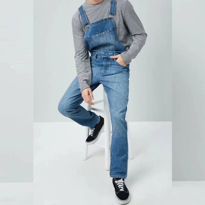 Men's Jeans Suspenders New High Street Denim Jumpsuit Spring and Autumn Full Length Overalls Male Bibs Cargo Pants