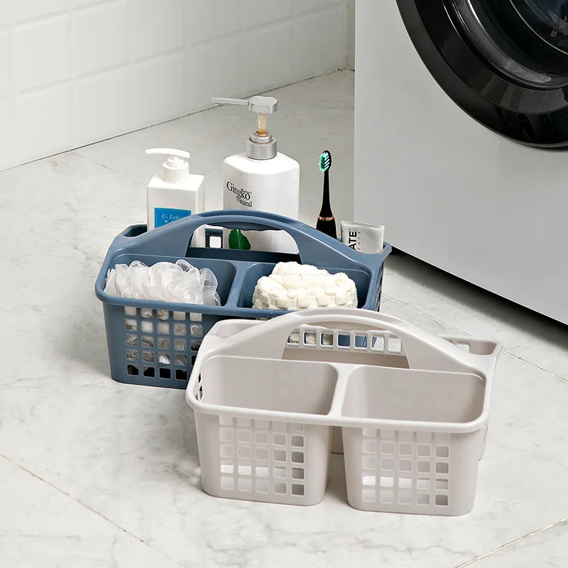 Plastic Shower Caddy Basket With Compartments Portable Divided Cleaning Supply Storage Organizer With Handle Dorm Bathroom