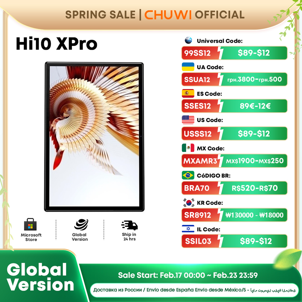 CHUWI Hi10X Pro 10.1 Inch 800*1280 IPS Screen Unisoc T606 4GB RAM 128GB ROM Tablets 2.4G/5G Wifi Android 13 Tablet PC 7000mah
