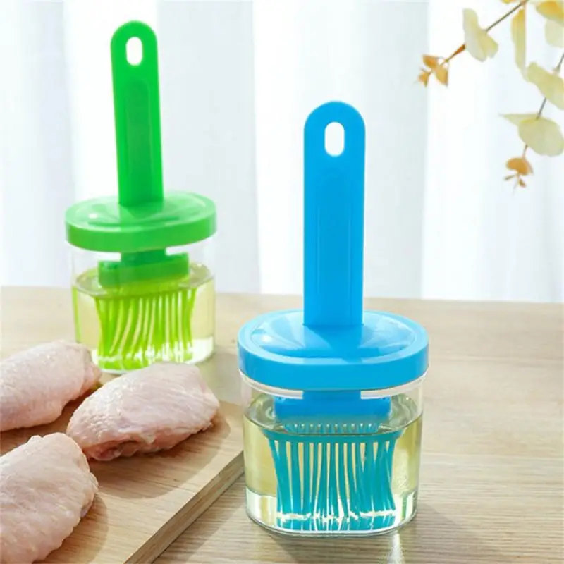 1Pc Oil Brush Pancake Oil Brush Integrated Pot With Bottle Kitchen Dustproof Baking Tool