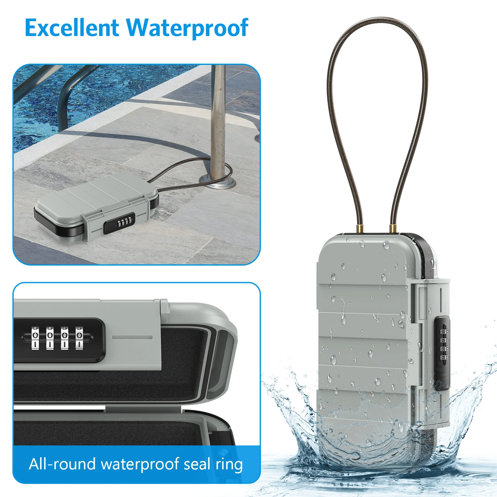 ORIA Portable Safe Box With Code, Outdoor Secure Key Storage, Weatherproof Key Safe With Combination, Black ABS Material, Mechanical Code Lock, Ideal For Home, Cars, Travel, Office, Sports