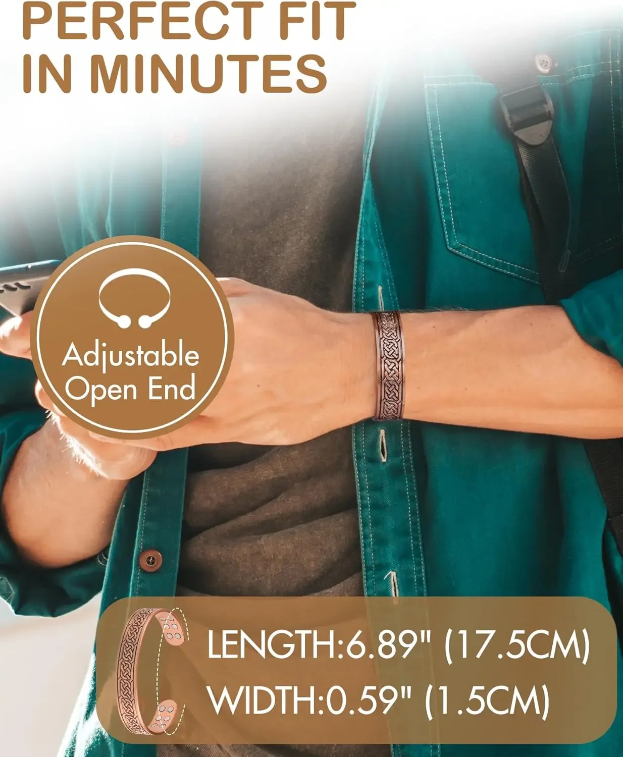 ARADOO Vintage Style Pure Copper Cuff Bracelets with 3500 Gauss Neodymium Magnetic Therapy Bangle Jewelry Gifts 4