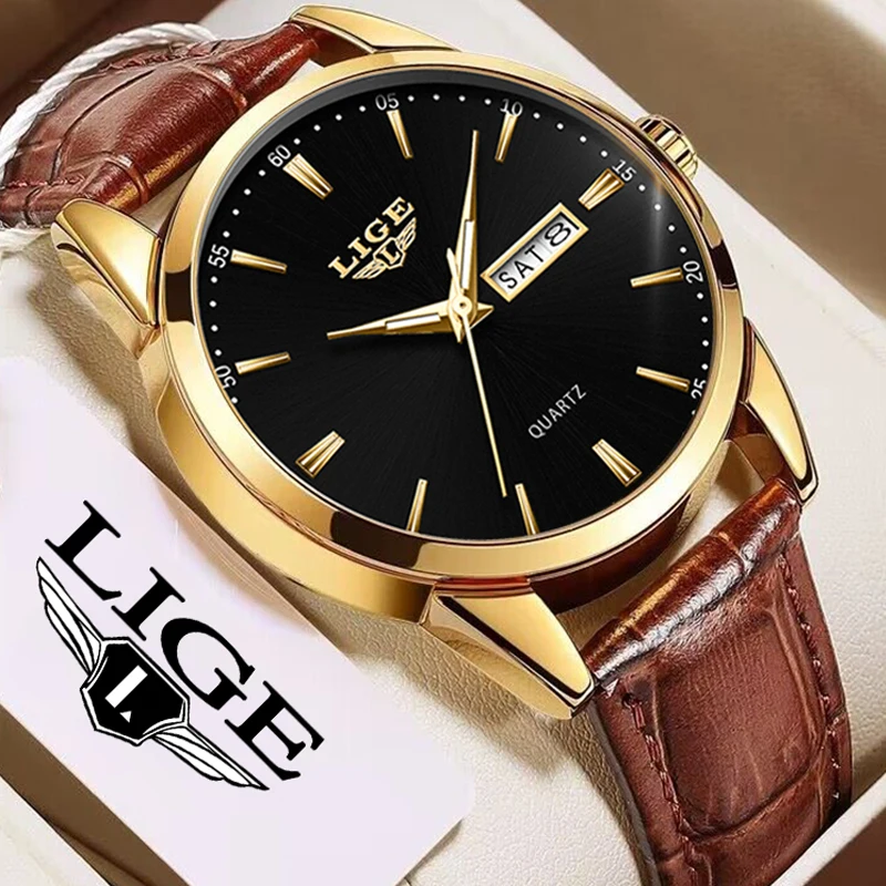 LIGE Fashion Military Watches for Men Luxury Original Sports Calendar Week  Watch ​Waterproof Quartz Clock Big  Dial WristWatch