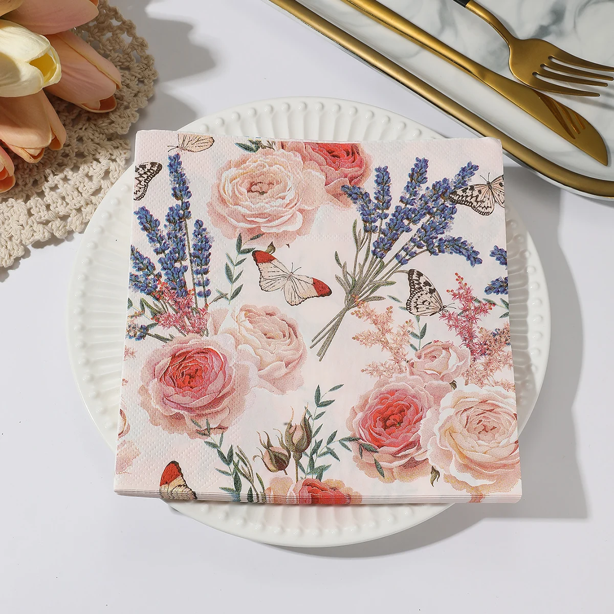Paper Napkins Ins Style Flower Paper Napkins Table Decorations Art Decoupage Napkin Disposable Birthday Party Serviettes