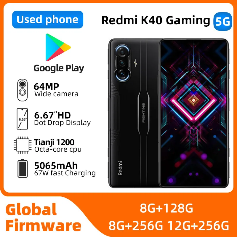 Redmi k40 Game Enhanced Edition Android 5G Unlocked 6.67 inch 256GB ROM All Colours in Good Condition Original used phone
