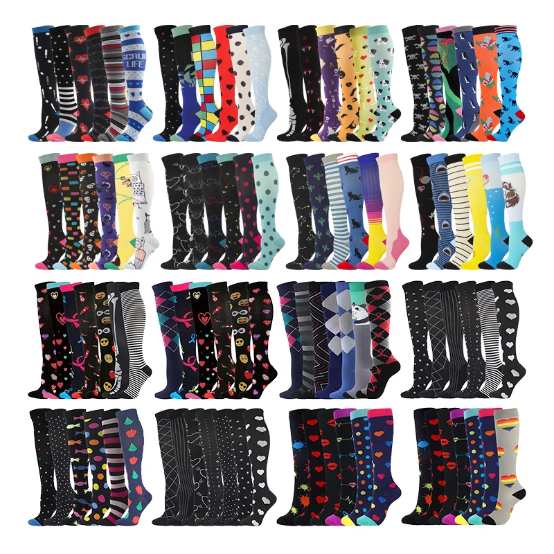 3/6/7 Calze Calze Da Uomo A Compressione Stampa Compressione Vene Varicose Calze Da Corsa Calze Uomo Calze Donna Crossfit Donna Halloween