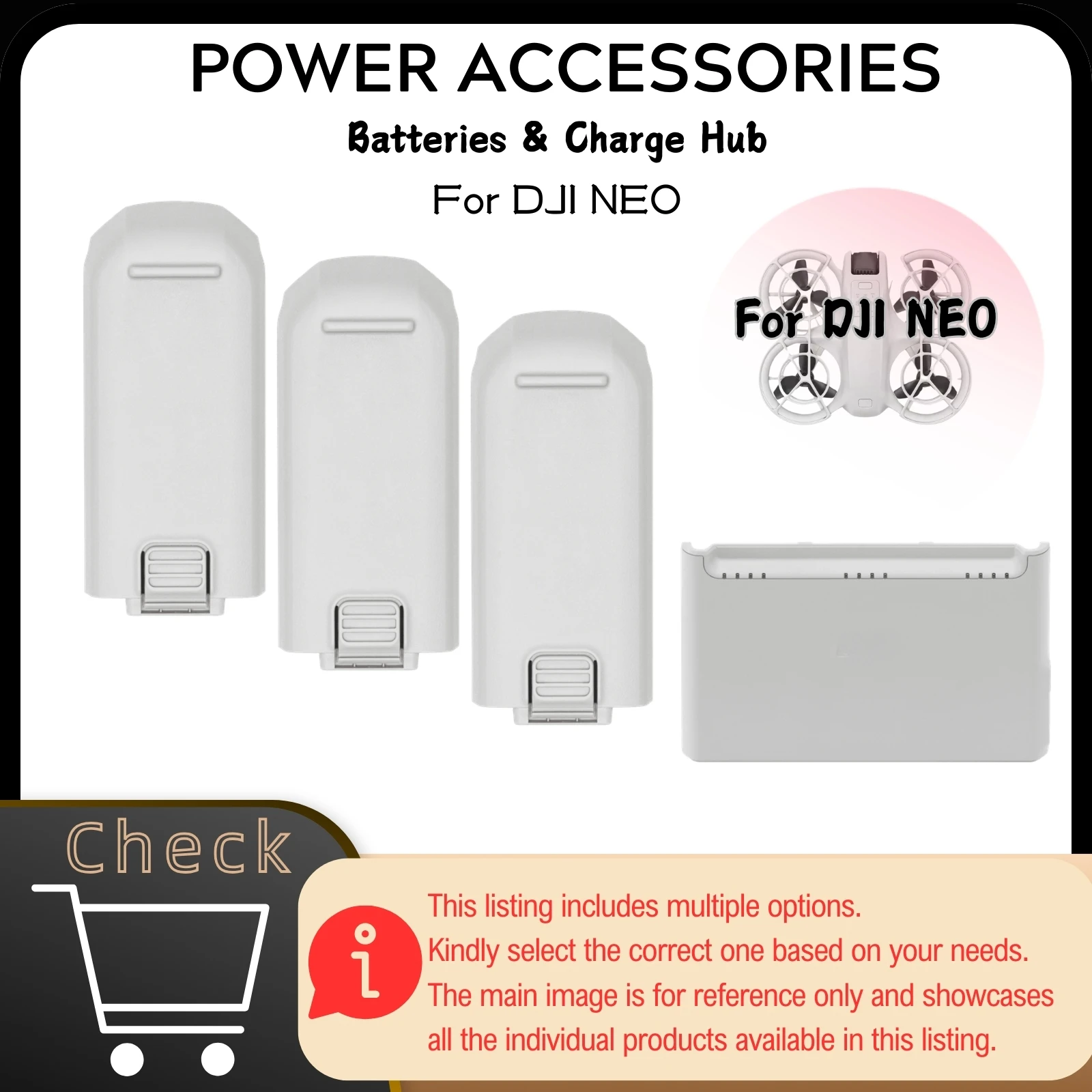 Batteries DJI Neo - Lot 2/3 Pces, Chargeur 65W - Compatible Drone Neo