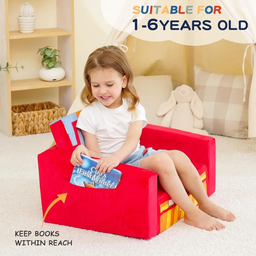Kids Sofas Children's Sofa Bed Baby's Upholstered Couch Sleepover Chair Flipout Open Recliner 5