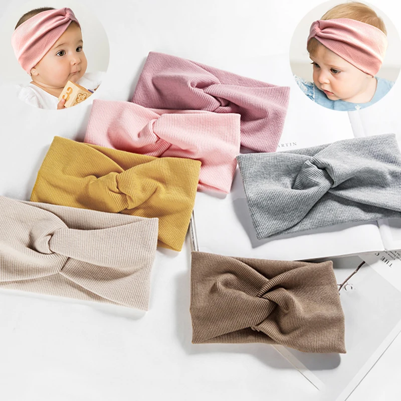 

Soft Wide Knot Baby Headband Elastic Cotton Baby Girl Headbands Solid Color Kids Knit Hair Bands Baby Girls Hair Accessories New