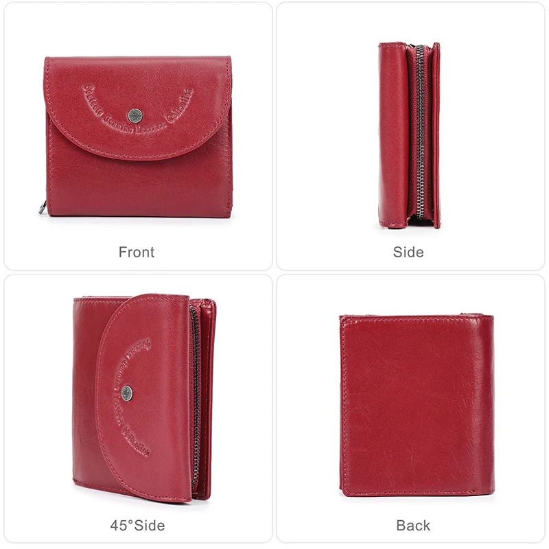 Contact'S Small Wallet Women Genuine Leather Cowhide Fashion Ladies Wallets Zipper Cute Coin Purse for Woman