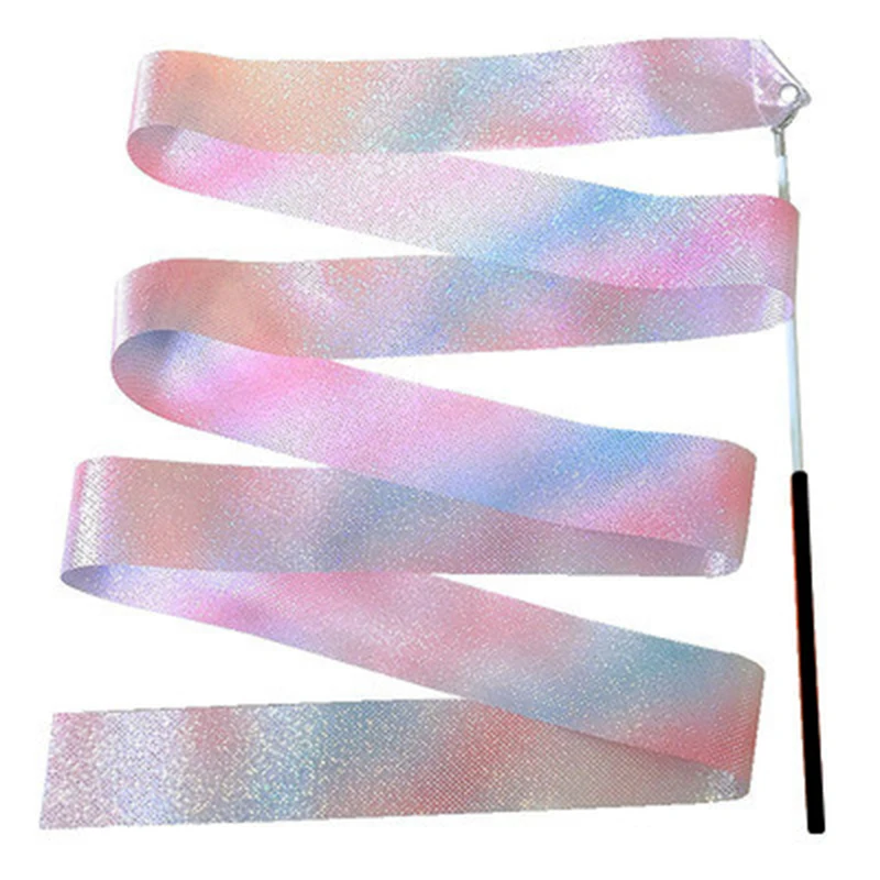 Flashing Star Gym Ribbons Dance Ribbon Rhythmic Art Gymnastics Ballet Streamer Twirling Rod Rainbow Stick 2M Training Kids Toys gymnastics ribbon,gymnastics streamer rod,gymnastics dance accessories