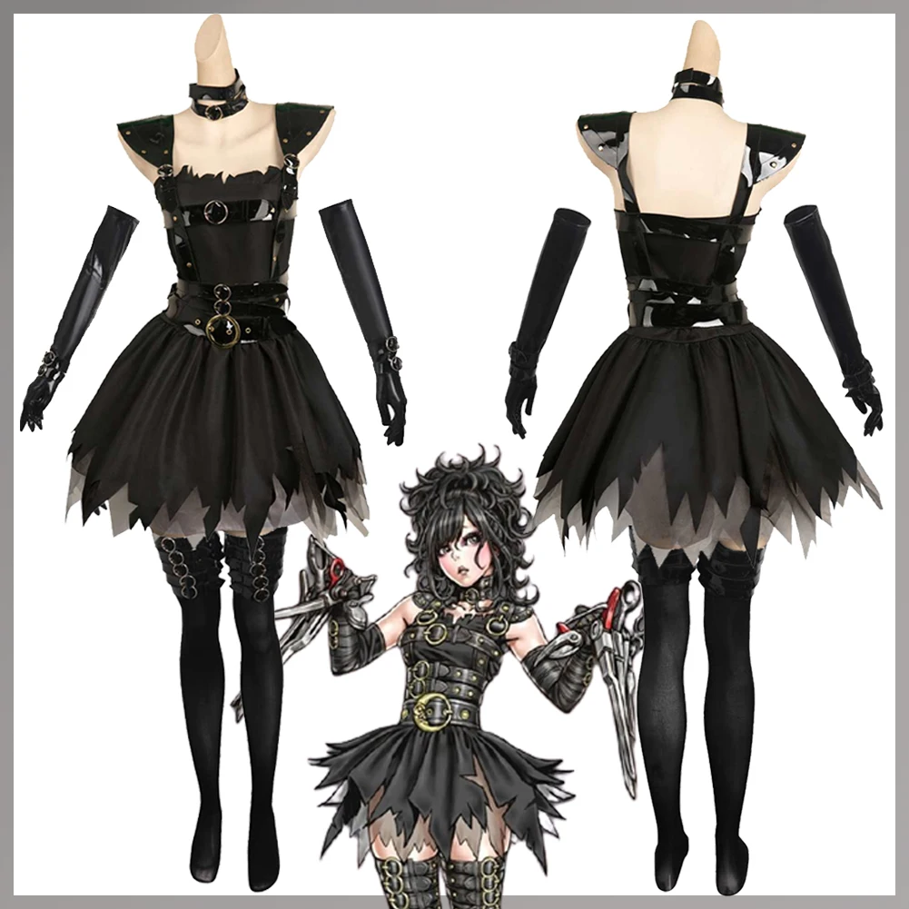 

Movie Scissorhand Horror Beauty Edward Cosplay Fantasy Dress Disguise Costume Adult Women Halloween Roleplay Fantasia Girls Suit