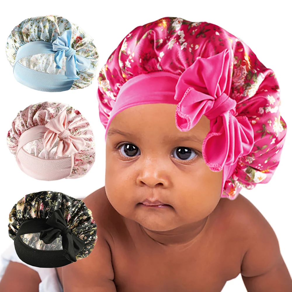 Bonnet de sommeil en satin pour enfants pour cheveux bouclés