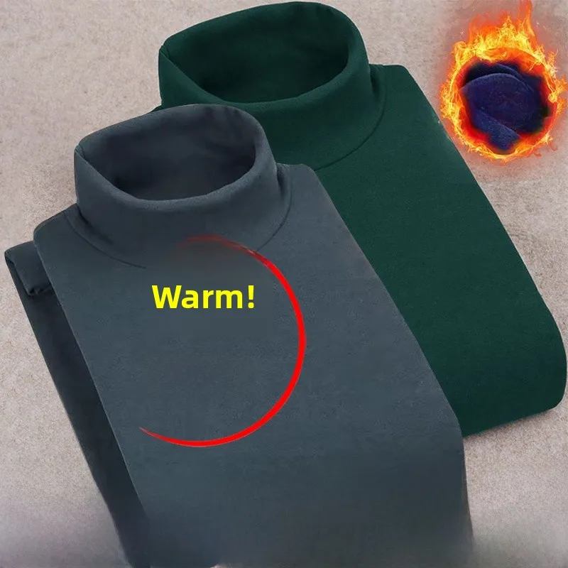 Half turtleneck [solid color] dark gray + dark green