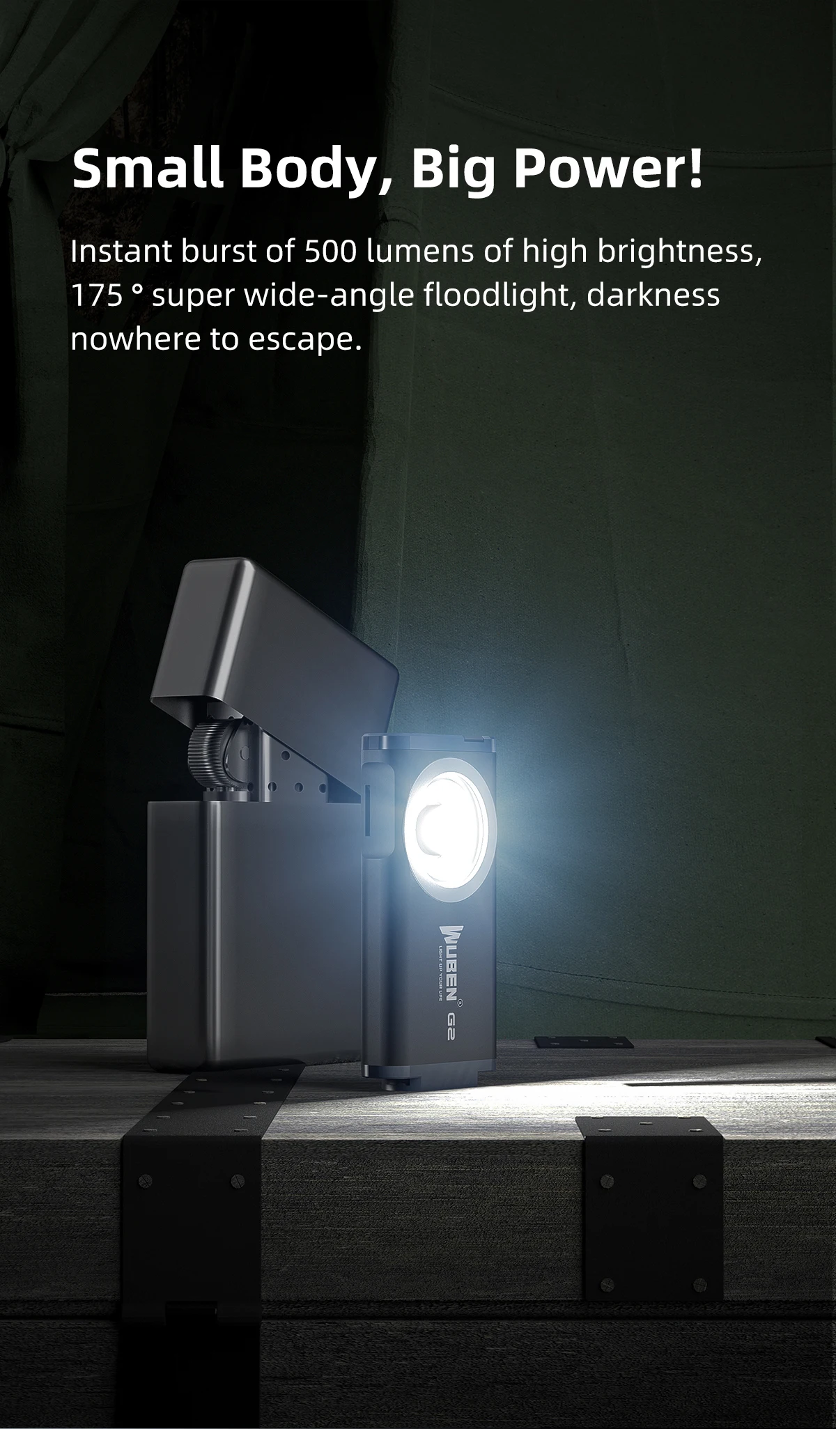 WUBEN G2 Type-C Rechargeable Keychain Light 500Lumens Beam Distance 47Meters Built in battery Magnetic tail Mini Flashlight