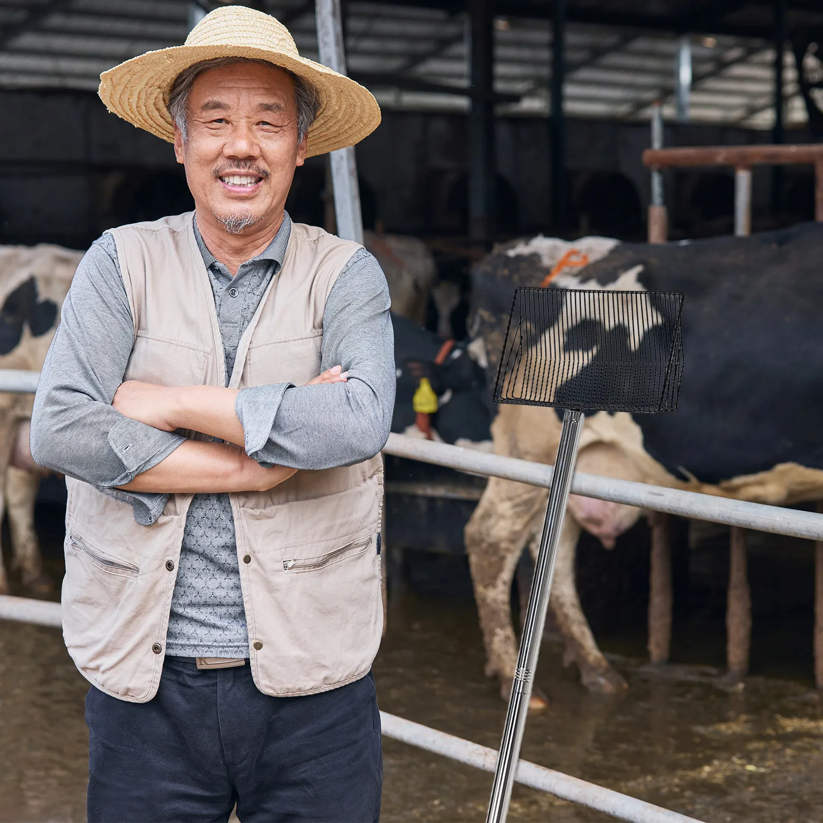 긴 손잡이 금속 삽 넓은 모양의 쓰레기 청소용 삽 가금류 농장 동물 배설물 청소 도구 닭장 도구