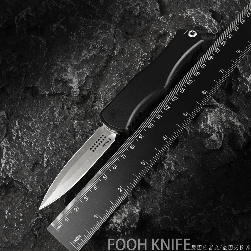 

GEN 2 Hera Knives Micro OTF Tech Knife HERA II D2 Stonewashed Blade CNC T6 Handle EDC Self Defense Combat Tactical Pocketknife