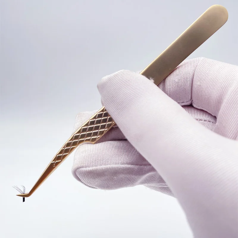 Eyelash Tweezers 1PC Precision False Eyelashes Fan Lash Extension Supplies Pearl Gold Nail Clips