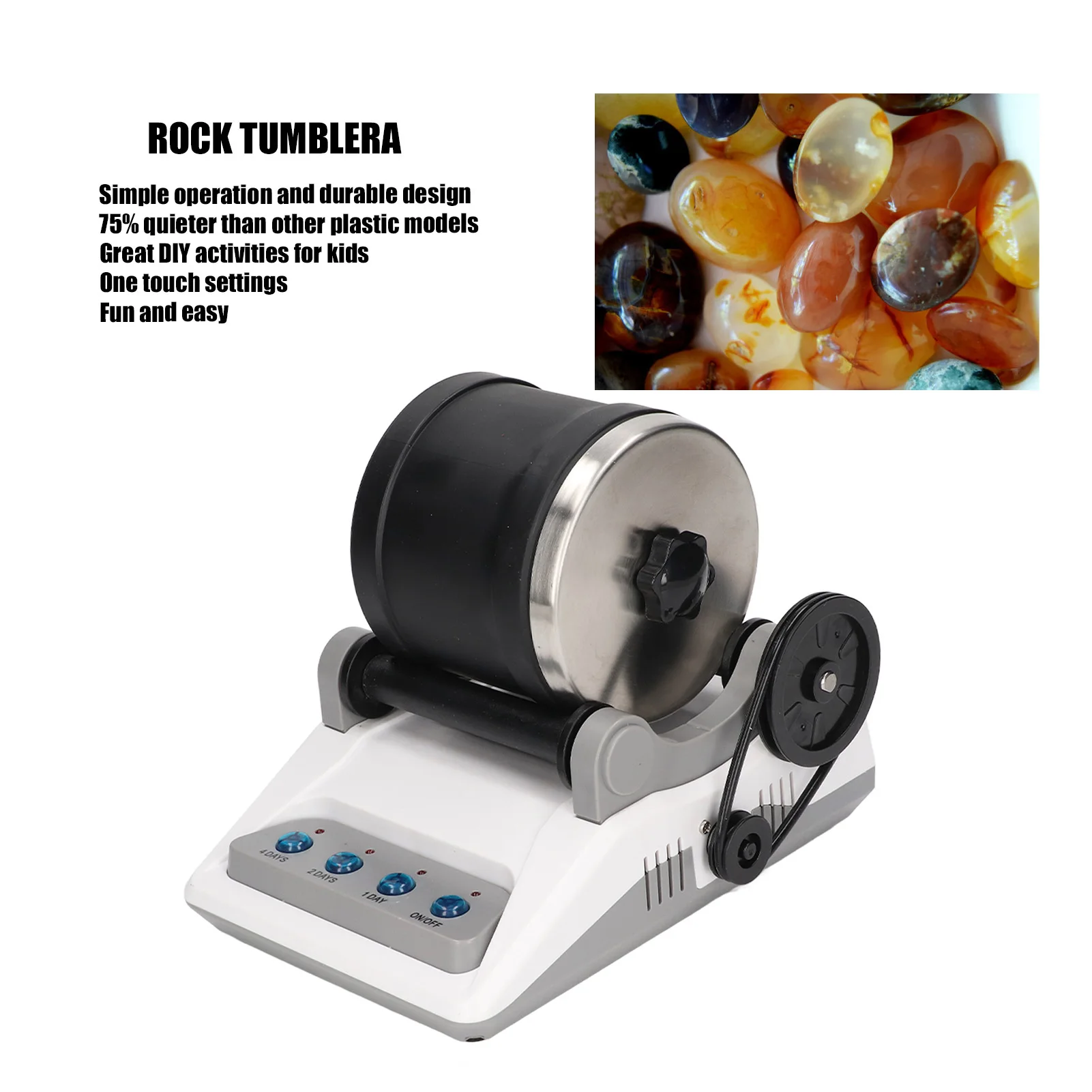 Rock  Kit  Electric  with Rough Gemstones Polishing Grits for Adult Kids 100‑240V 2