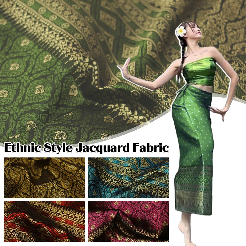 1 m südostasiatischer Jacquard-Stoff, ethnischer traditioneller Stil, Thailand, Dai-Jacquard-Kleidungsstoff, Röhrenrock, DIY-Nähtuch – Detail 2
