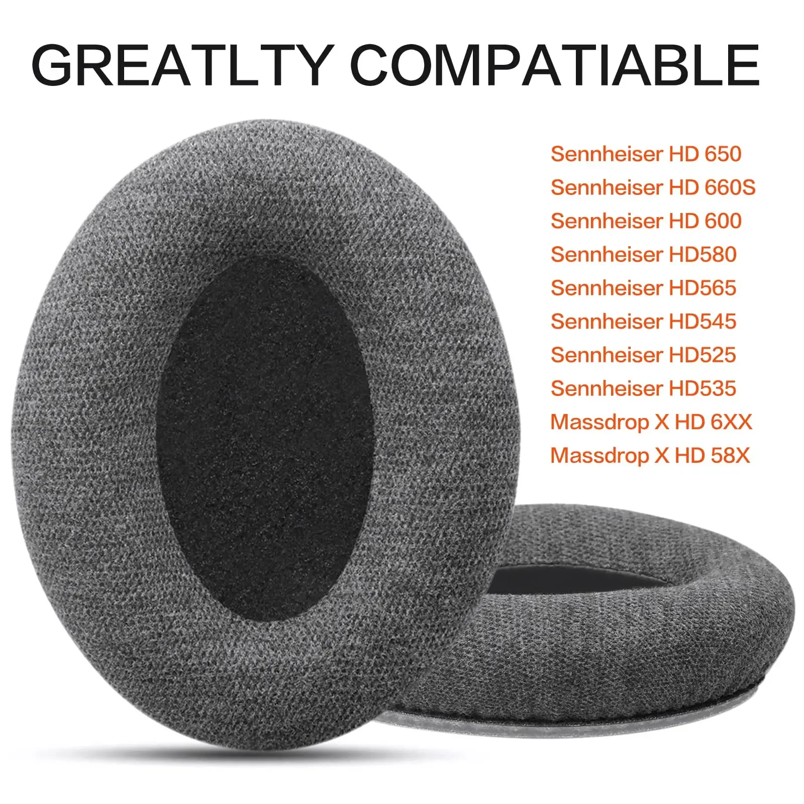 Replacement Upgraded Velour Fabric comfort earpads Suitable for Sennheiser HD650/HD600/HD660S/HD545/HD525/HD535 Headphones