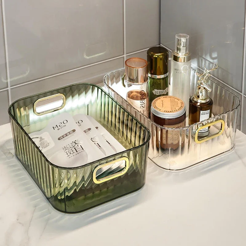 Clear Makeup Organizer Luxury Cosmetic Storage Box Bathroom Dresser Lipstick Deaktop Box Organzier Organizador Maquillaje 5