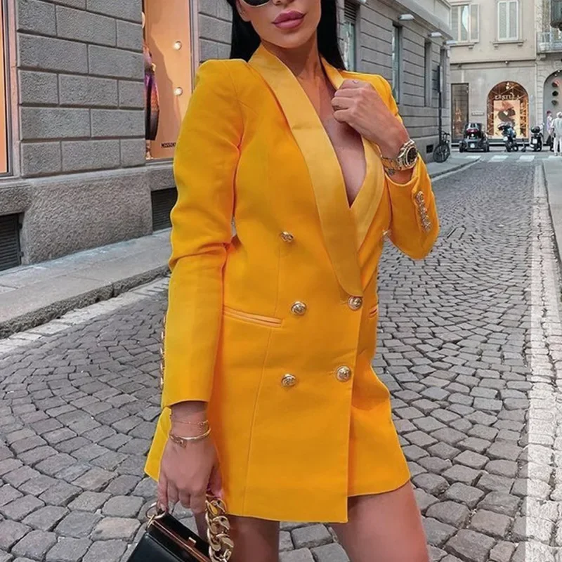 Europe and The United States Women's Solid Color Fashion Waist Long-sleeved Small Suit Elegant Simple and Comfortable Workwear