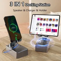 3 in 1 Bluetooth 5.3 Speaker With Cell Phone Holder Stand Charging Portable Adjustable Desktop Live Lazy Phone Tablet Bracket