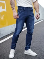 2025 Spring Autumn Men's Elasticity Boutique Leisure Denim Jeans High Quality Fashion Casual Solid Slim Pencil Pants