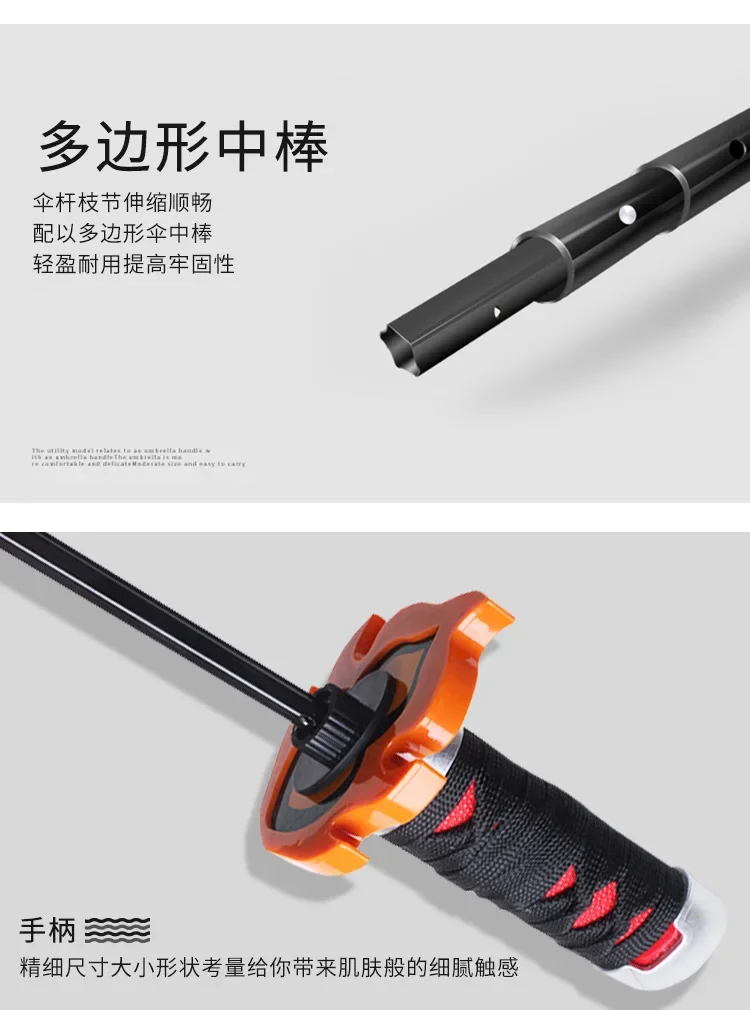 Description Picture 4 of itemAnime Demon Slayer Umbrella 8-Ribs Sun Rain Umbrella Tanjirou Zenitsu Yoriichi Giyuu Folding Nichirin Sword Umbrellas Kids Gift