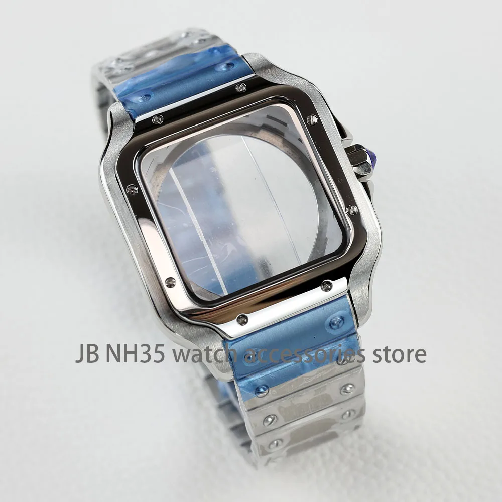 38mm NH35 Watch Case Square Stainless steel Waterproof for Santos NH35 NH36 movement 27mm Dial Watch Accessories apple watch screen protector watch screen protector case watch accessories watch screen protector apple watch screen protector case watch case watch protective case watch cover watch protective cover bumper protective case