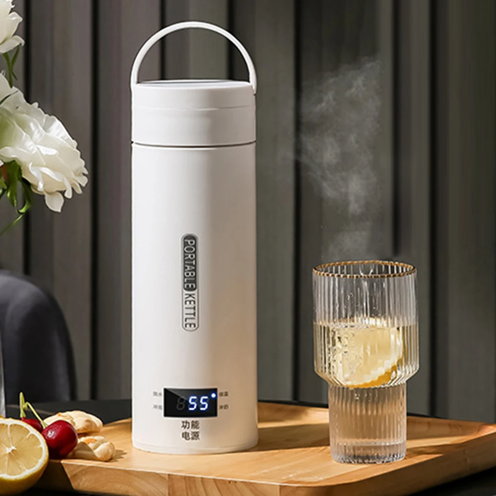 

Electric Kettle Thermos Bottle LCD Display 500ml Portable Kettle Double Layer Stainless Steel 4 Temperature Control for Outdoor