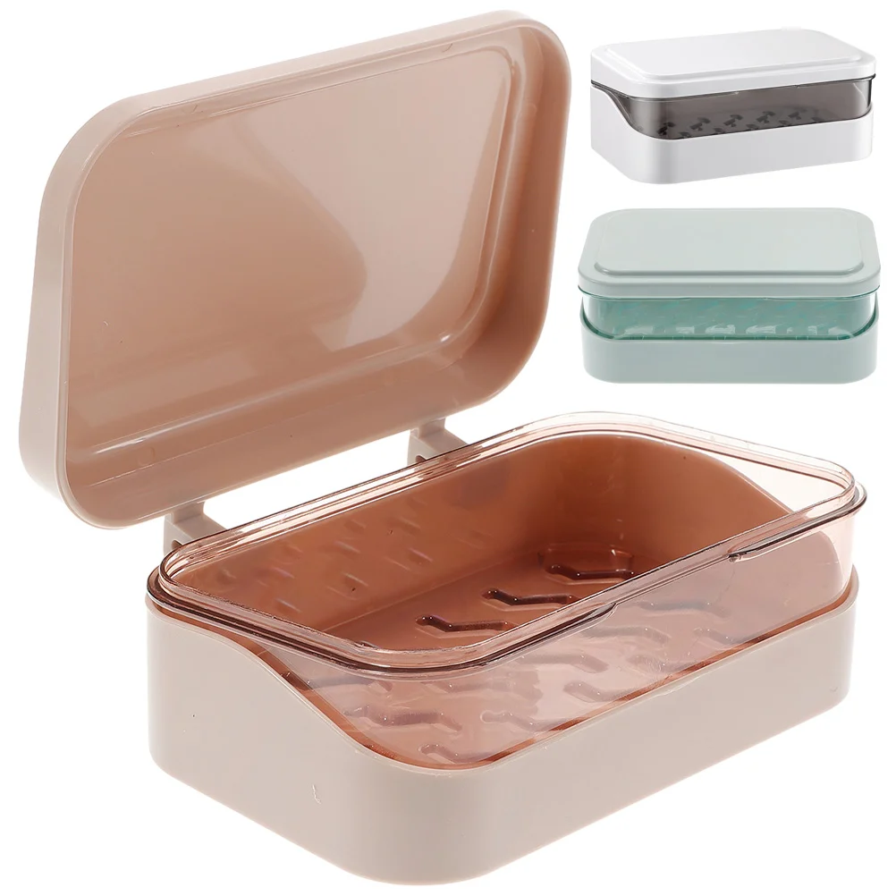 

3 Pcs Portable Soap Container Washing Tray Holder Travel Case Bathroom Supplies