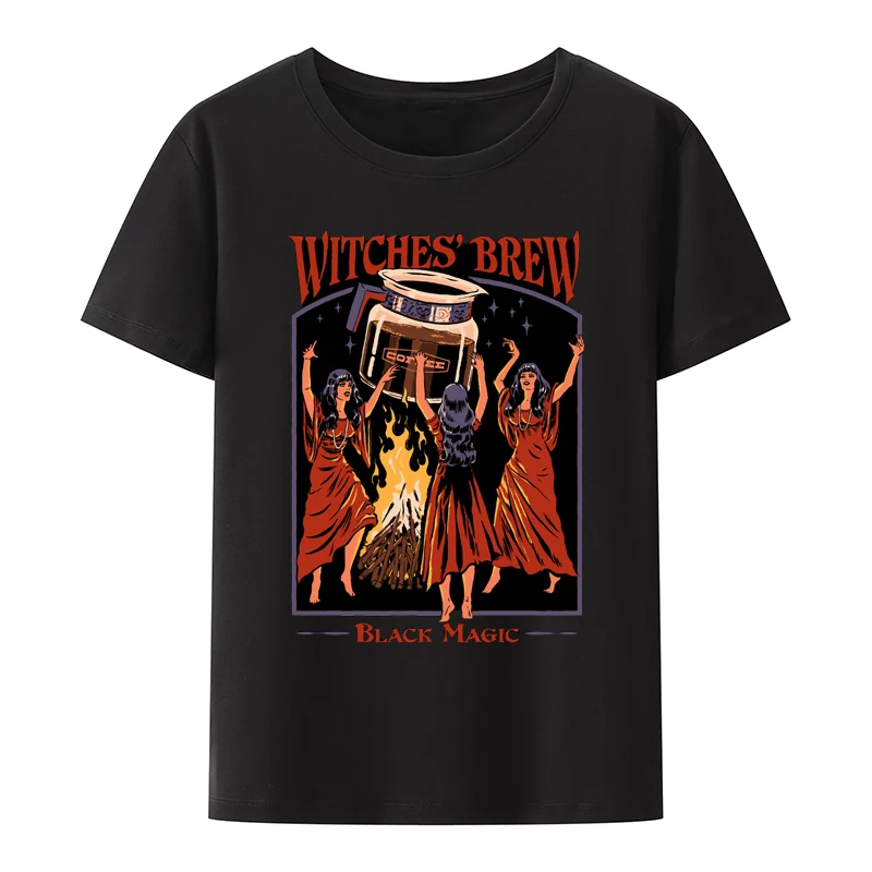 

Whtches Brew Black Magic Cotton T-shirts Supernatural Theme Humor Breathable Tees Roupas Masculinas Camisa Short-sleev T-shirt