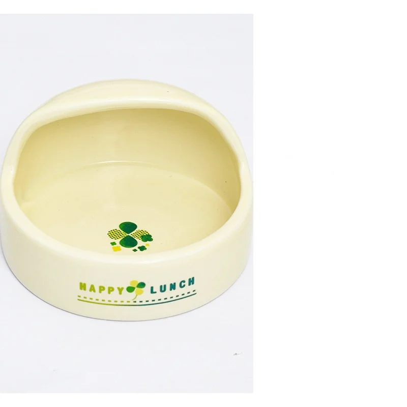 Hamster feeding bowl, ceramic anti flipping double bowl, small pet feeding rabbit and hedgehog bowl