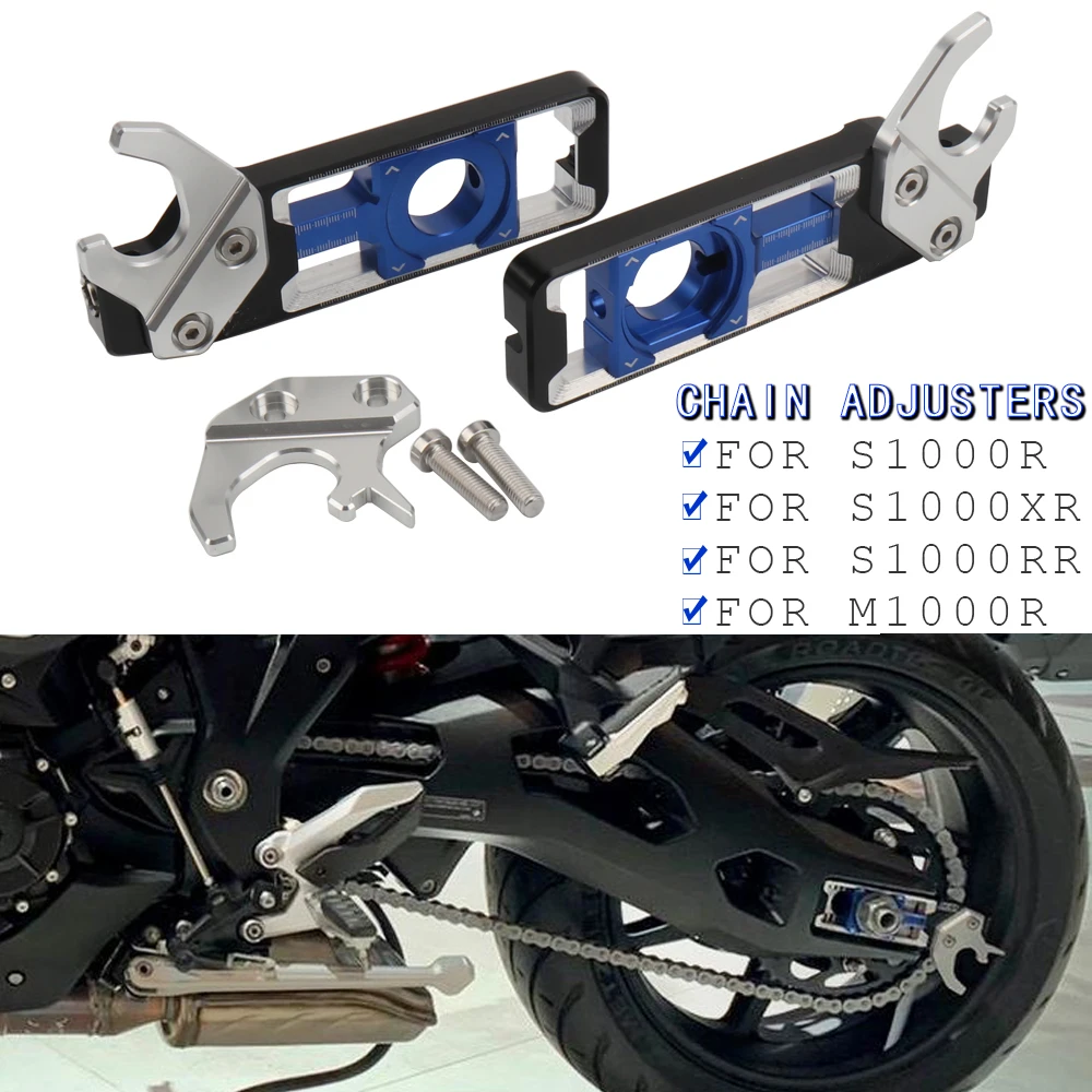 

Motorcycle Accessories CNC Rear Wheel Axle Blocks Chain Adjusters Tensioners For BMW M1000R S1000R S1000XR S1000RR S1000 RR