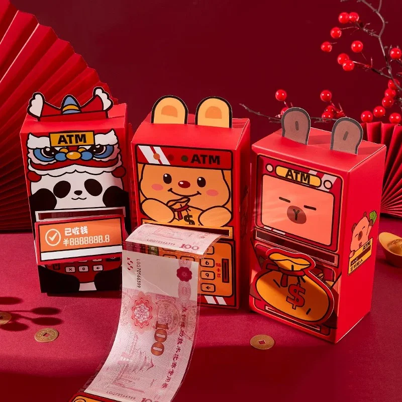 New ATM Red Envelope Year of Snake Red Wallet Hongbao Chinese New Year Money Pouch Pull Drawing Money Gift Envelopes Traditional