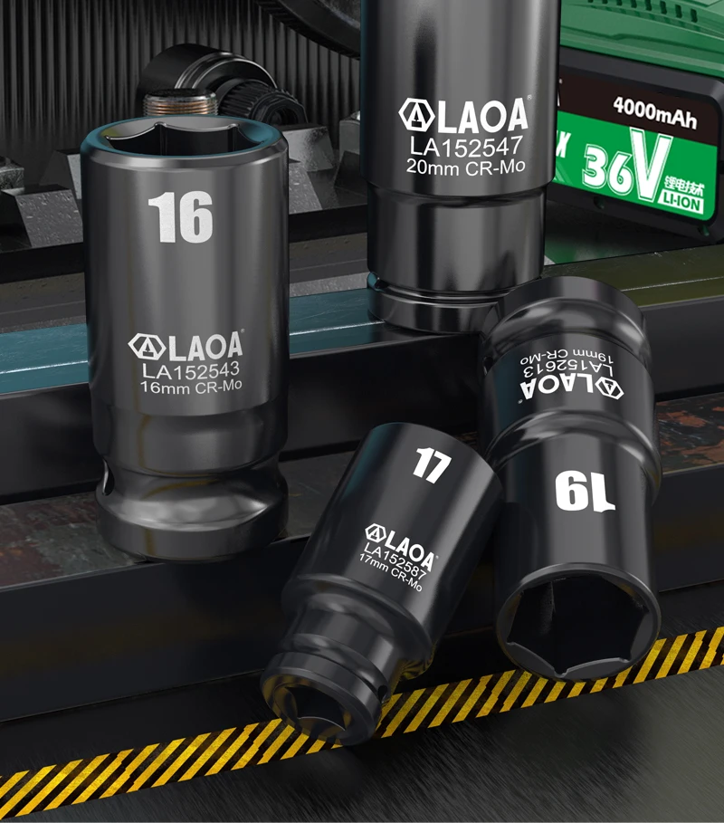 LAOA 1/2 Zoll Schlag-Steckschlüssel 8-20mm Sechskant-Steckschlüssel für Bohrmaschinen Drehmomentschlüssel Tiefer Steckschlüssel für Pneumatik- und Elektrowerkzeuge – Detail 13