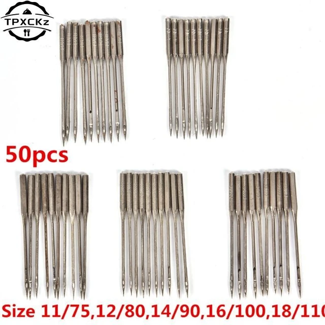 50PCS Sewing Machine Needles For Domestic Home Household 11/75,12