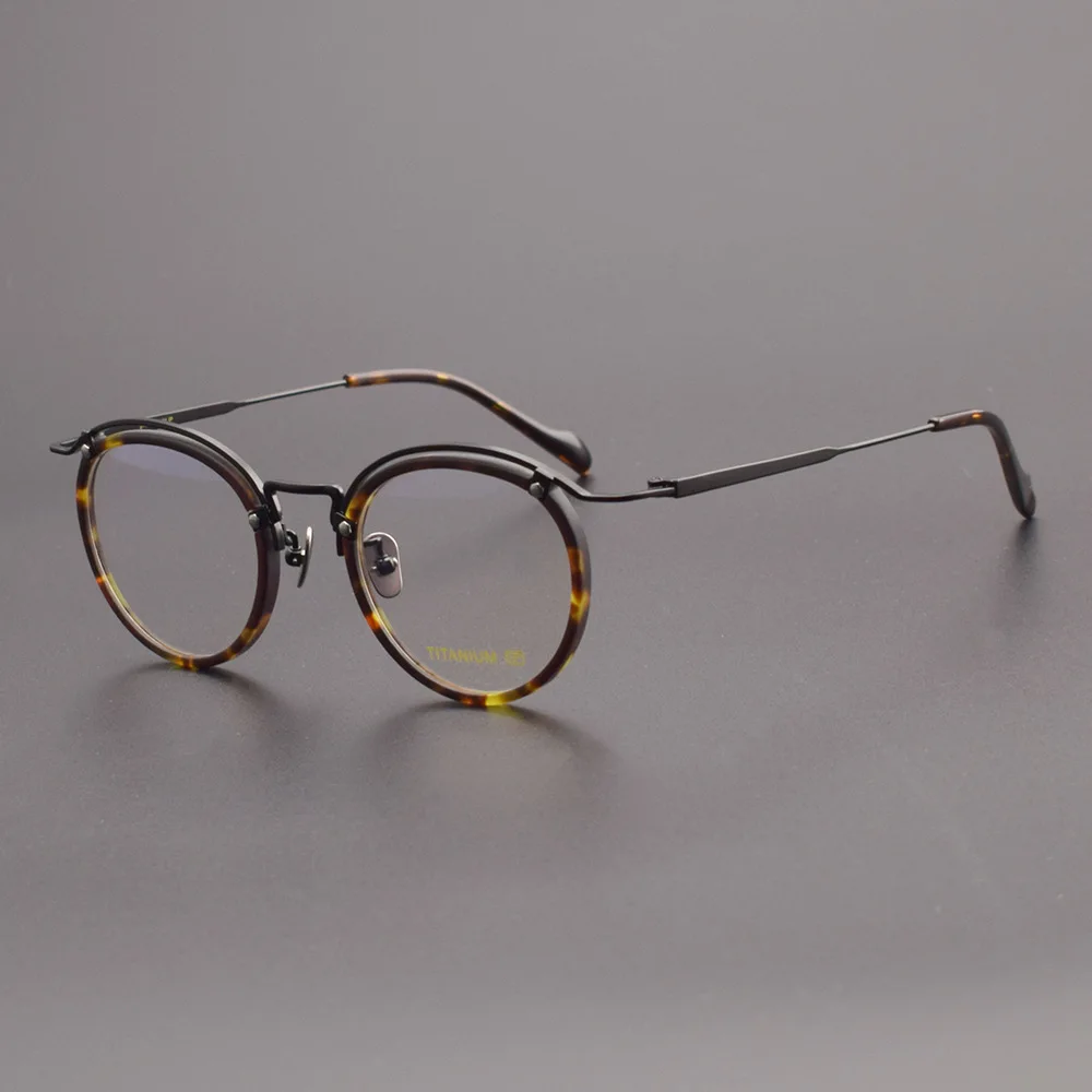 

Vintage round frame handmade high quality eyeglasses Literary men women titanium optical glasse frame Trendy myopia eyewear