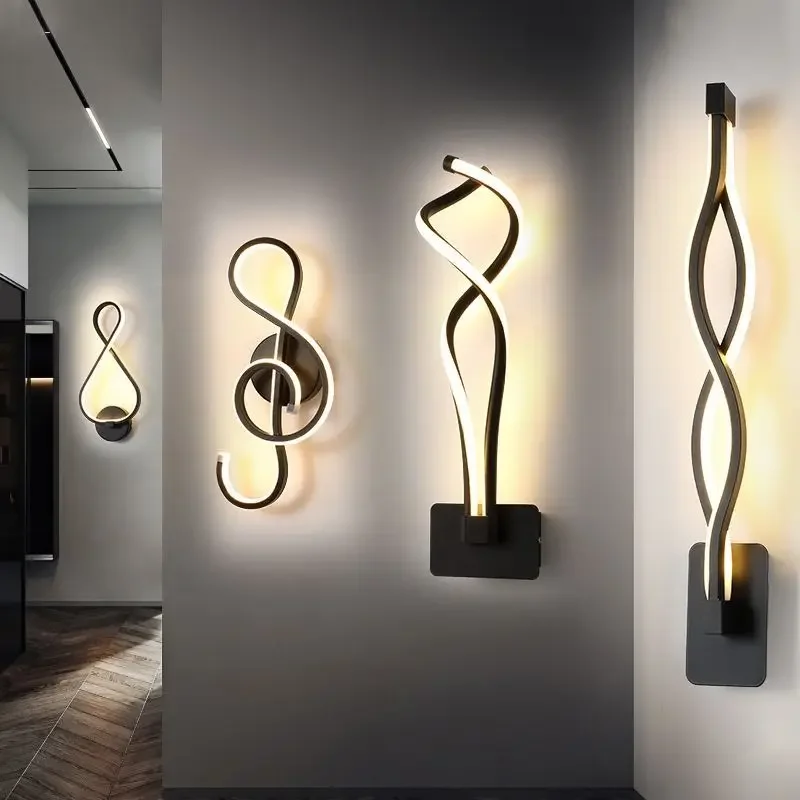 북유럽 LED 벽 조명 헤드 보드, 현대적인 심플 침실 거실 장식, 창의적인 개성 배경, 복도 조명 램프 고정장치