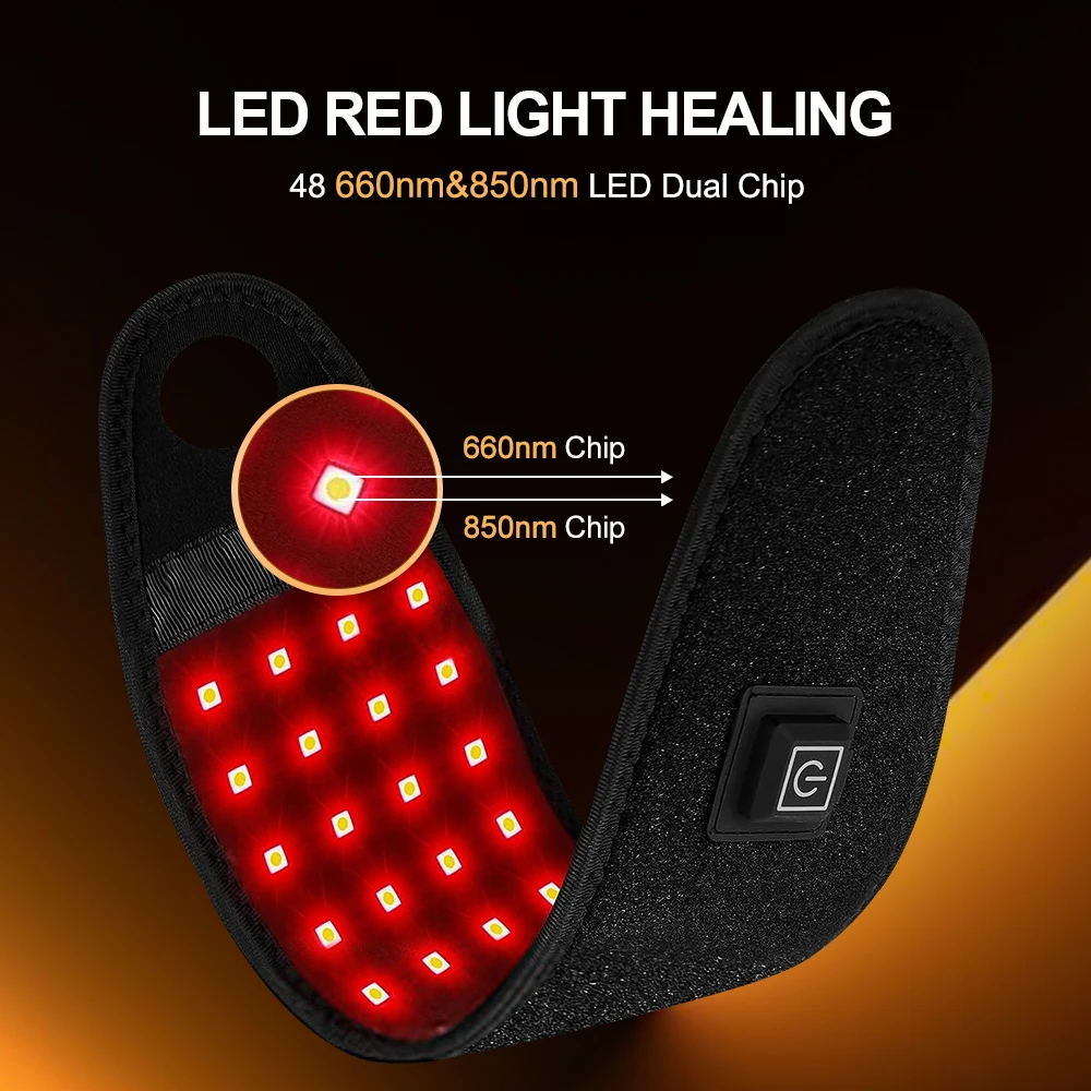 Terapia della luce rossa Protezione per il polso 660nm 850nm LED Riscaldamento a infrarossi Fascia per il polso Carica USB Tutore per il polso riscaldato Sollievo dall'artrite - immagine 2