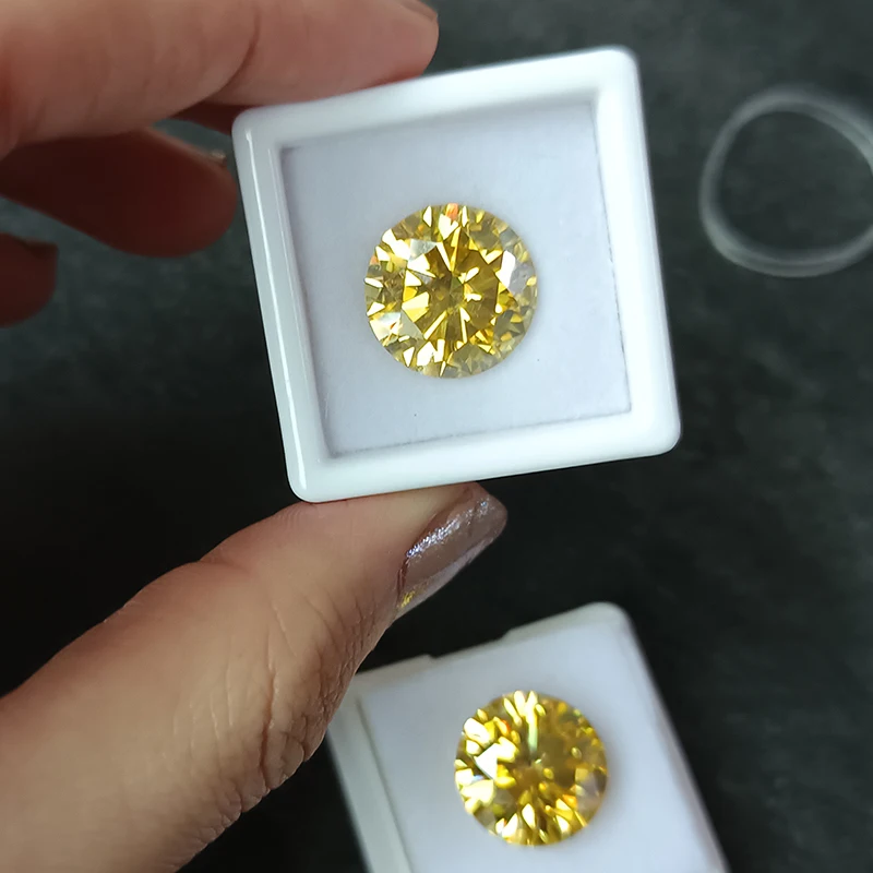 LemonYellow 실험실용 재배 모이사나이트 스톤, 배 루즈 모이사나이트 다이아몬드 어셔 에메랄드 타원형 모이사나이트 루즈 스톤, 0.1-10ct Plat