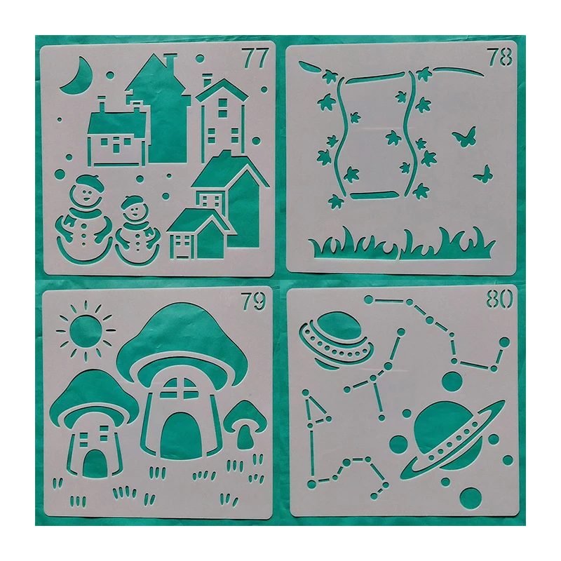1pcs 13*13cm Space Swing Stencils For Painting Graphics Diy Stencils