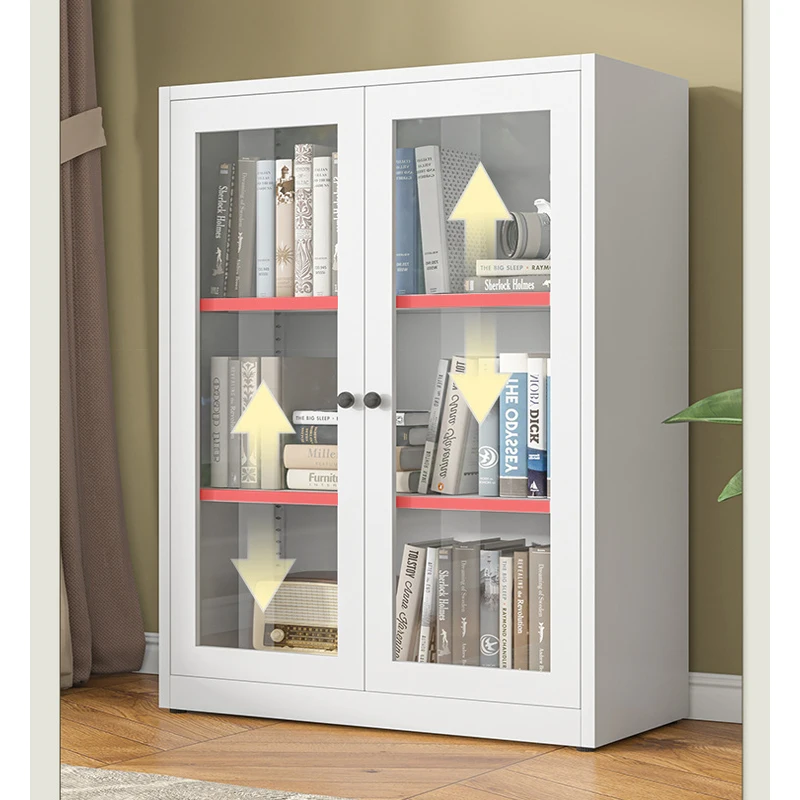 맞춤형 모던 화이트 유리 도어 디스플레이 책장 고품질 스테인리스 스틸 수납장 거실 현대식 가구